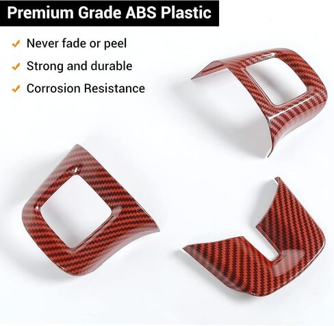 CheroCar for Dodge Challenger Steering Wheel Cover Trim Kits Panel Interior Decoration for 2009-2014 Dodge Challenger Charger Durango Dart,for Dodge Journey 2013-2025(Red) in Saudi Arabia