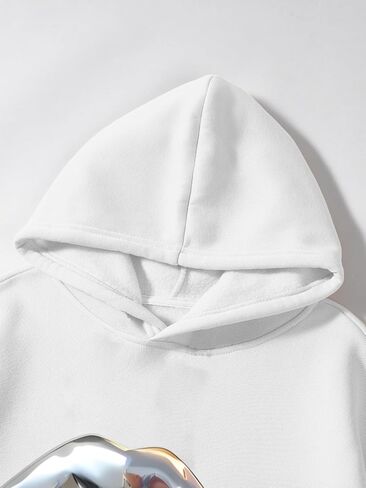 Women's Y2K Metallic Graphic Hoodie Retro Long Sleeve Hooded Sweatshirts Trendy Fall Clothes in Saudi Arabia
