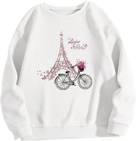 SweatyRocks Women's Graphic Long Sleeve Sweatshirts Casual Crew Neck Loose Pullover Tops Fall Outfits in Saudi Arabia