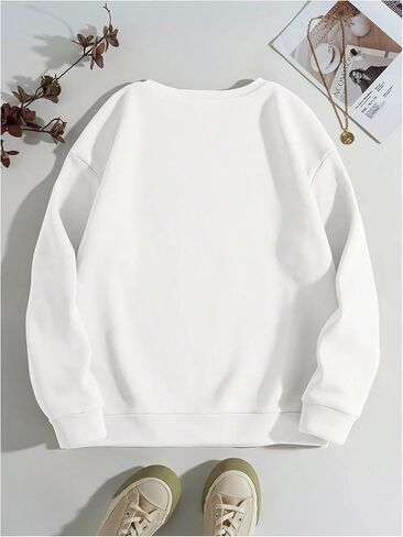 SweatyRocks Women's Graphic Long Sleeve Sweatshirts Casual Crew Neck Loose Pullover Tops Fall Outfits in Saudi Arabia