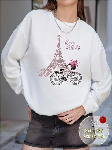 SweatyRocks Women's Graphic Long Sleeve Sweatshirts Casual Crew Neck Loose Pullover Tops Fall Outfits in Saudi Arabia