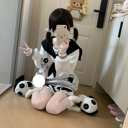 المرأة Kawaii دمية طوق القط الرسم البلوز لطيف التطريز القوس القمم الدافئة مضلع شريط Harajuku بلوزات in Kuwait