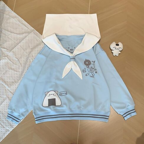 المرأة Kawaii دمية طوق القط الرسم البلوز لطيف التطريز القوس القمم الدافئة مضلع شريط Harajuku بلوزات in Kuwait