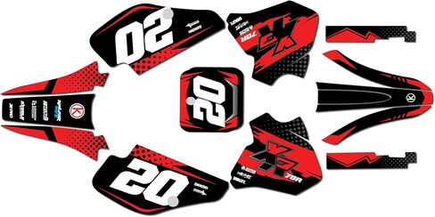 Graphics kit for Honda XR70 (1997-2000) Spear Series Red 9 Mil - Dirt bike Custom Racing Graphics Decals Stickers Kit, no-plastics in Saudi Arabia
