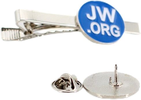 Perfect JW.Org Gift-Jw.org Necktie Clip and Lapel Pin Set With JW.ORG Logo Gift Box-Round-Silver+Blue in Saudi Arabia