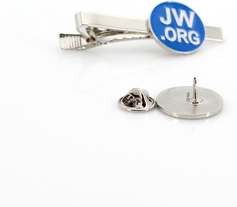 Perfect JW.Org Gift-Jw.org Necktie Clip and Lapel Pin Set With JW.ORG Logo Gift Box-Round-Silver+Blue in Saudi Arabia