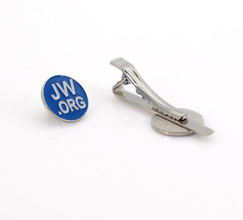 Perfect JW.Org Gift-Jw.org Necktie Clip and Lapel Pin Set With JW.ORG Logo Gift Box-Round-Silver+Blue in Saudi Arabia