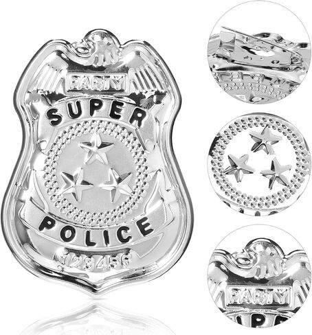 Halloween Cosplay Badge Pin Police Badge Pin Lifelike Police Brooch Halloween Costume Party Prop Accessories Women Men Jewelry Present Silver in Kuwait