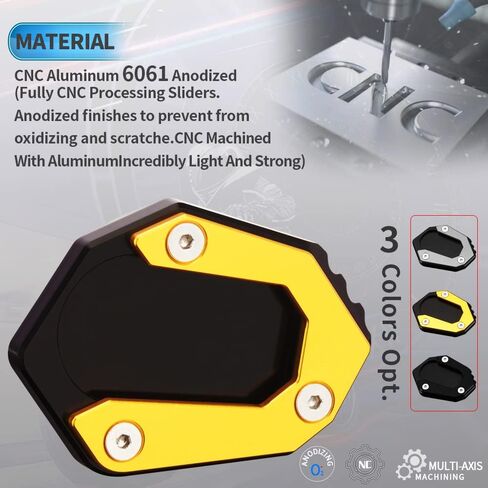 متوافق مع BMW F750GS 2018-2023 Motocycle Accessories CNC Aluminium Kickstand Pad Foot Side Stand Enlarge Extension Pad F750 GS F 750 GS Accessories (Black) in Kuwait