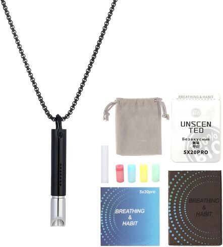 قلادة خالية من التنفس، قلادة التنفس للإقلاع عن التدخين، الفولاذ المقاوم للصدأ، جهاز استنشاق التدخين وقطعة الفم القابلة للاستبدال وخراطيش، عناصر تخفيف القلق لتخفيف التوتر in Kuwait