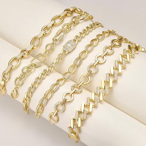 YOVIEE Bracelet for Women 14K Gold Plated Cubic Zirconia Bracelet Cuban Link Chain Bracelet Trendy Jewelry Fashion Accessories Gifts for Womens in Saudi Arabia