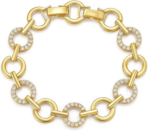 YOVIEE Bracelet for Women 14K Gold Plated Cubic Zirconia Bracelet Cuban Link Chain Bracelet Trendy Jewelry Fashion Accessories Gifts for Womens in Saudi Arabia