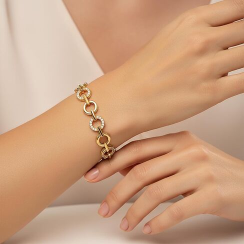 YOVIEE Bracelet for Women 14K Gold Plated Cubic Zirconia Bracelet Cuban Link Chain Bracelet Trendy Jewelry Fashion Accessories Gifts for Womens in Saudi Arabia