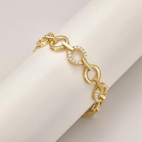 YOVIEE Bracelet for Women 14K Gold Plated Cubic Zirconia Bracelet Cuban Link Chain Bracelet Trendy Jewelry Fashion Accessories Gifts for Womens in Saudi Arabia
