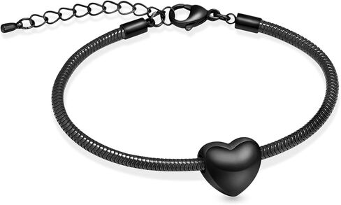 shajwo Cremation Jewelry Mini Heart Urn Bracelet for Ashes for Women Men Memorial Keepsake Snake Chain Link Bracelet in Saudi Arabia