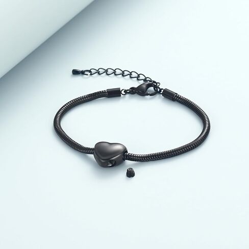 shajwo Cremation Jewelry Mini Heart Urn Bracelet for Ashes for Women Men Memorial Keepsake Snake Chain Link Bracelet in Saudi Arabia