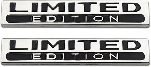 2Pcs Chrome Metal Door Fender Limited Edition Emblem SUV Racing Car Lid Trunk Logo Coupe Luxury Badge 3D Sticker for All Car (Silver&Black) in Kuwait