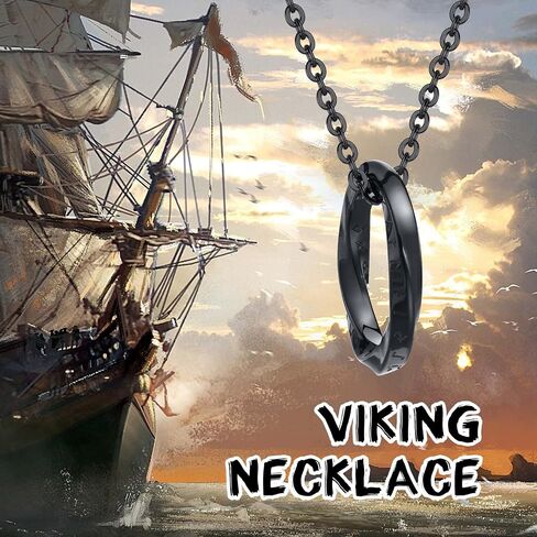 VNOX Viking Necklace for Men - Norse Nordic 24 Runes Alphabets Pendant Necklace Mobius Twist Pagan Amulet Talisman - Jewelry Gift for Men Women in Saudi Arabia