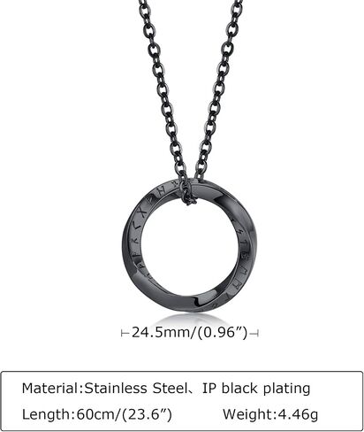 VNOX Viking Necklace for Men - Norse Nordic 24 Runes Alphabets Pendant Necklace Mobius Twist Pagan Amulet Talisman - Jewelry Gift for Men Women in Saudi Arabia