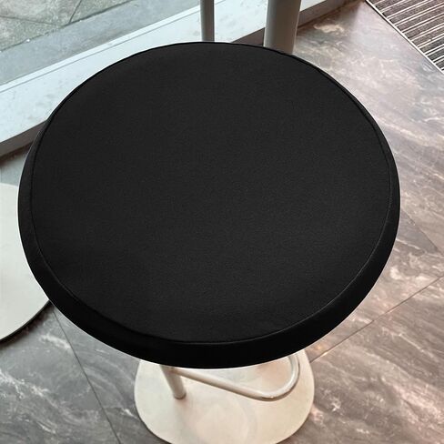Round Stool Cover – Bar Stool Seat Cover, Vanity Cushion Slipcover for Round Chair, Stretchable & Washable for Circle Chair, 14"-16", Black in Saudi Arabia