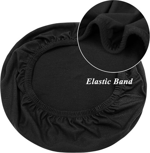 Round Stool Cover – Bar Stool Seat Cover, Vanity Cushion Slipcover for Round Chair, Stretchable & Washable for Circle Chair, 14"-16", Black in Saudi Arabia