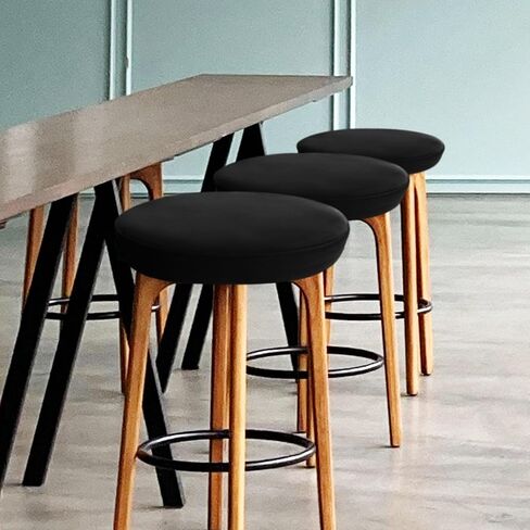 Round Stool Cover – Bar Stool Seat Cover, Vanity Cushion Slipcover for Round Chair, Stretchable & Washable for Circle Chair, 14"-16", Black in Saudi Arabia