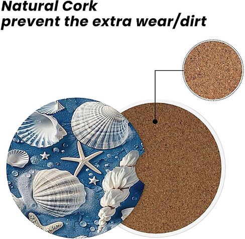 قواعد أكواب السيارة ABLESKY لحاملي الأكواب، 2 عبوة من قواعد حامل أكواب السيارة الماصة والمضادة للانزلاق، 2.56 بوصة من السيراميك بحجم عالمي وإكسسوارات داخلية للسيارات للنساء والرجال-ليلة داكنة على شكل زهرة القمر in Saudi Arabia