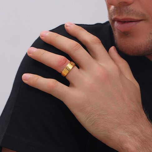 8 مللي متر الفضة الذهب الأسود رجل إمرأة الرب الصلاة يسوع الصليب الفولاذ المقاوم للصدأ حلقة الصليب يسوع محفورة خاتم الدينية المسيحية in Kuwait