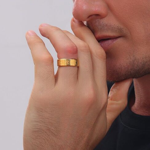 8 مللي متر الفضة الذهب الأسود رجل إمرأة الرب الصلاة يسوع الصليب الفولاذ المقاوم للصدأ حلقة الصليب يسوع محفورة خاتم الدينية المسيحية in Kuwait