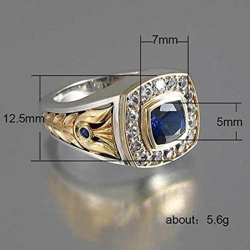 Mnyixsi 18K Gold Plated Retro with Sapphire Diamond Mens Ring CZ Vintage Ring Square Gemstone Stering Silver Ring 2 Tone Intertwined Cocktail Ring Preserving Luxury Diamond Ring Gentleman Size 9 in Saudi Arabia