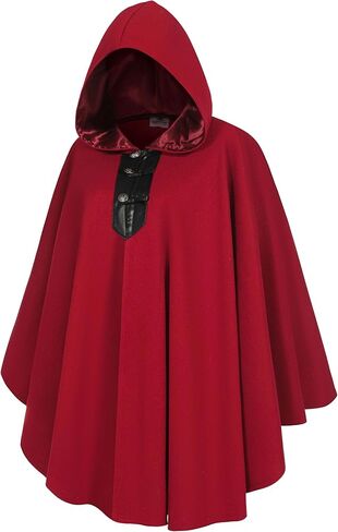 Short Woolen Renaissance Cloak with Hood, Medieval Hodded Cloak for Women Man, Hobbit Halloween Costume in Saudi Arabia
