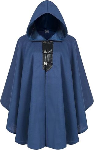 Short Woolen Renaissance Cloak with Hood, Medieval Hodded Cloak for Women Man, Hobbit Halloween Costume in Saudi Arabia