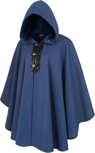Short Woolen Renaissance Cloak with Hood, Medieval Hodded Cloak for Women Man, Hobbit Halloween Costume in Saudi Arabia