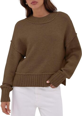 ZAFUL Cozy Fall Sweaters for Women 2025 Fall Outfits Crew Neck Pullover Winter Casual Knit Sweater in Saudi Arabia