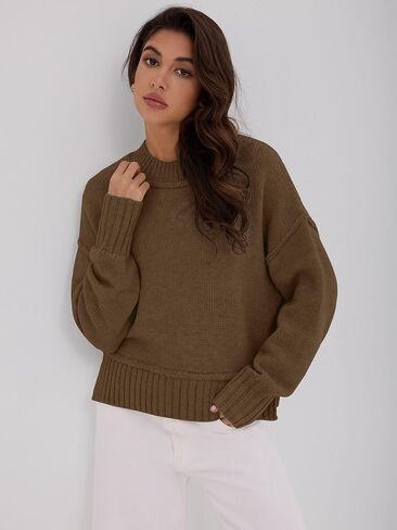 ZAFUL Cozy Fall Sweaters for Women 2025 Fall Outfits Crew Neck Pullover Winter Casual Knit Sweater in Saudi Arabia