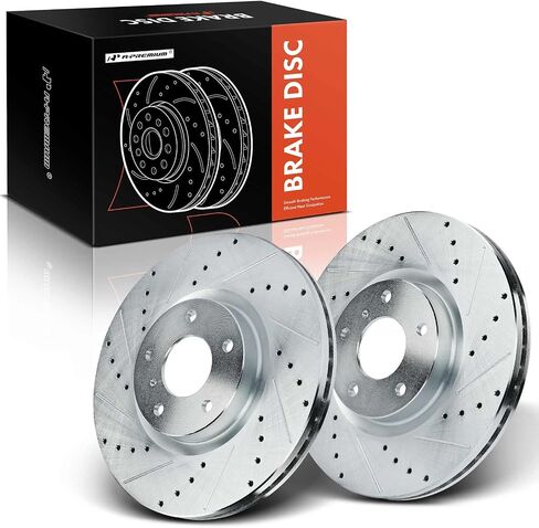 A-Premium 12.58 inch (319.6mm) Front Drilled and Slotted Disc Brake Rotors Compatible with Select Nissan and Infiniti Models - Altima 2006, Murano, 350Z, 370Z, G37, QX5, QX70, Q40, Q70, 2-PC Set in Saudi Arabia