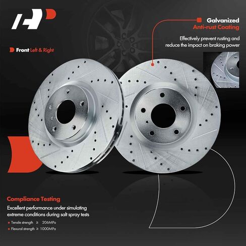 A-Premium 12.58 inch (319.6mm) Front Drilled and Slotted Disc Brake Rotors Compatible with Select Nissan and Infiniti Models - Altima 2006, Murano, 350Z, 370Z, G37, QX5, QX70, Q40, Q70, 2-PC Set in Saudi Arabia