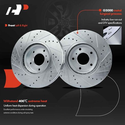 A-Premium 12.58 inch (319.6mm) Front Drilled and Slotted Disc Brake Rotors Compatible with Select Nissan and Infiniti Models - Altima 2006, Murano, 350Z, 370Z, G37, QX5, QX70, Q40, Q70, 2-PC Set in Saudi Arabia