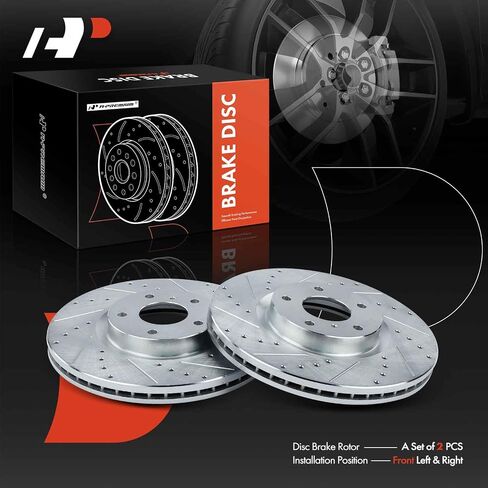 A-Premium 12.58 inch (319.6mm) Front Drilled and Slotted Disc Brake Rotors Compatible with Select Nissan and Infiniti Models - Altima 2006, Murano, 350Z, 370Z, G37, QX5, QX70, Q40, Q70, 2-PC Set in Saudi Arabia
