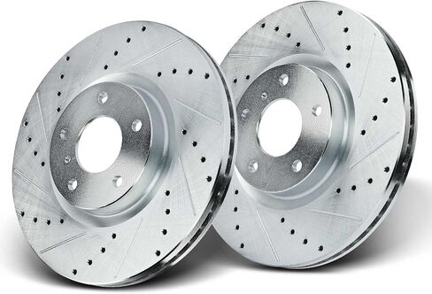 A-Premium 12.58 inch (319.6mm) Front Drilled and Slotted Disc Brake Rotors Compatible with Select Nissan and Infiniti Models - Altima 2006, Murano, 350Z, 370Z, G37, QX5, QX70, Q40, Q70, 2-PC Set in Saudi Arabia