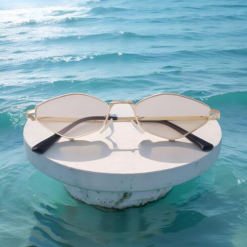 ADE WU Retro Metal Geometric Sunglasses for Women Fashion 90s Chic Cute Small Lightweight Irregular Sun Glasses in Saudi Arabia