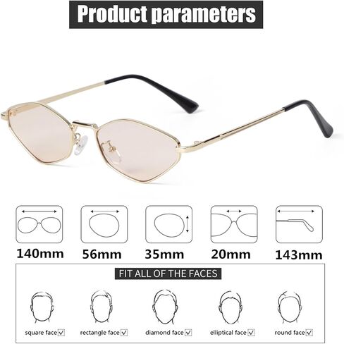 ADE WU Retro Metal Geometric Sunglasses for Women Fashion 90s Chic Cute Small Lightweight Irregular Sun Glasses in Saudi Arabia