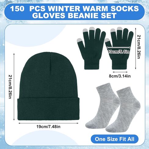 200 Pcs Thermal Blankets Winter Warmth Set Bulk, 50 Warm Socks 50 Winter Touchscreen Gloves 50 Beanie Hats 50 Emergency Foil Blankets for Cold Outdoor Camping Hiking Warm Gift for Men Women in Kuwait