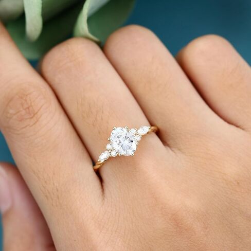 3ct Marquise Womens Wedding Rings Sets 14k Gold Plated 4ct Radiant Pear Oval Cut Engagement Promise Stackable Ring 5A Cubic Zirconia Size 4-10 in Saudi Arabia