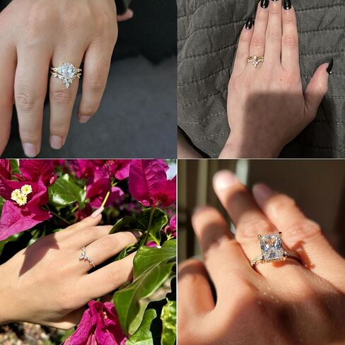 3ct Marquise Womens Wedding Rings Sets 14k Gold Plated 4ct Radiant Pear Oval Cut Engagement Promise Stackable Ring 5A Cubic Zirconia Size 4-10 in Saudi Arabia
