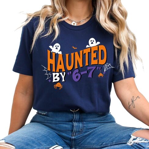 قميص 6 7، قميص مضحك مسكون بـ 6 7 Meme، الفكاهة الفيروسية على الإنترنت، الجيل المضحك Z، 67 تريند، تي شيرت Game Day، تي شيرت للأطفال الهالوين. متعدد الألوان in Kuwait