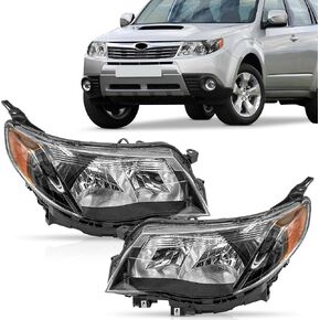 مصابيح هالوجين أمامية من الجانب الأيسر والأيمن من PartsFlow مصابيح أمامية بتصميم أسود لـ 2009-2013 سوبارو فورستر SU2503132 in Kuwait