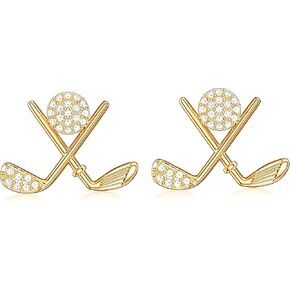 أقراط جولف مطلية بالذهب 18 قيراط للنساء، 925 من الفضة الإسترلينية، مسمار كرة جولف لا يسبب الحساسية، أقراط رياضية متطابقة مع ملابس الجولف، هدايا مجوهرات اللاعب للاعبي الجولف والنساء والزوجة والأم والأصدقاء in Kuwait