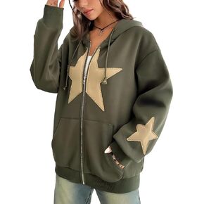 Chvity Women's Zip Up Hoodie Striped Long Sleeve Sweatshirt for Women Oversized 90S Y2K Drawstring Streetwear Grunge Jacket in Saudi Arabia