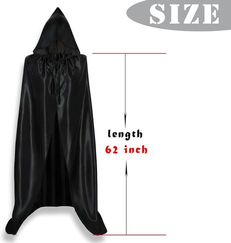 Black Cloak with Hooded Cape for Women and Men Cosplay Witch Vampire Grim Reaper in Saudi Arabia